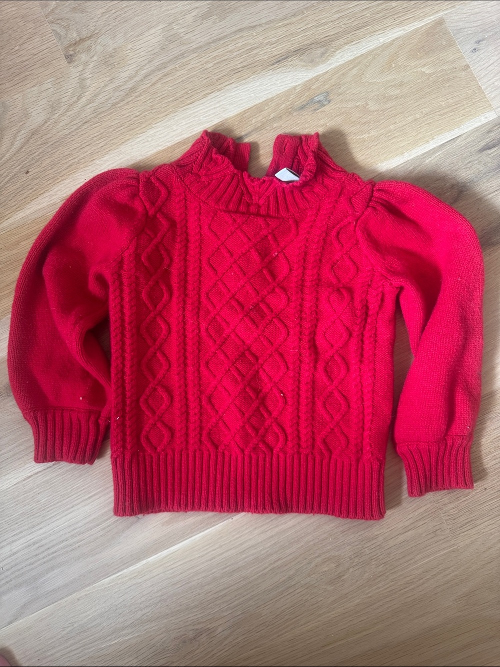 Janie and Jack Red Cable-Knit Ruffle Turtleneck Sweater